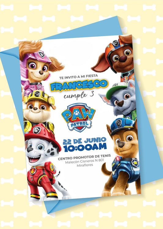 Invitación Paw Patrol