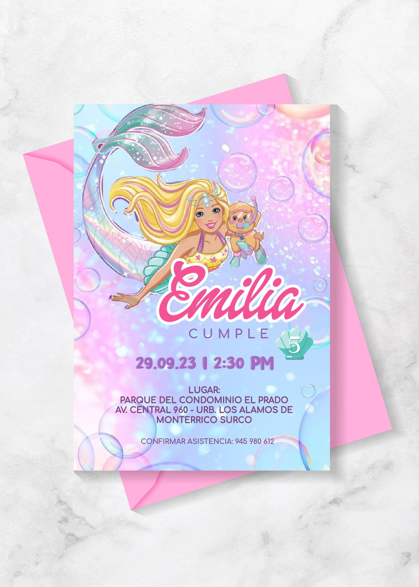 Invitación de Barbie en digital