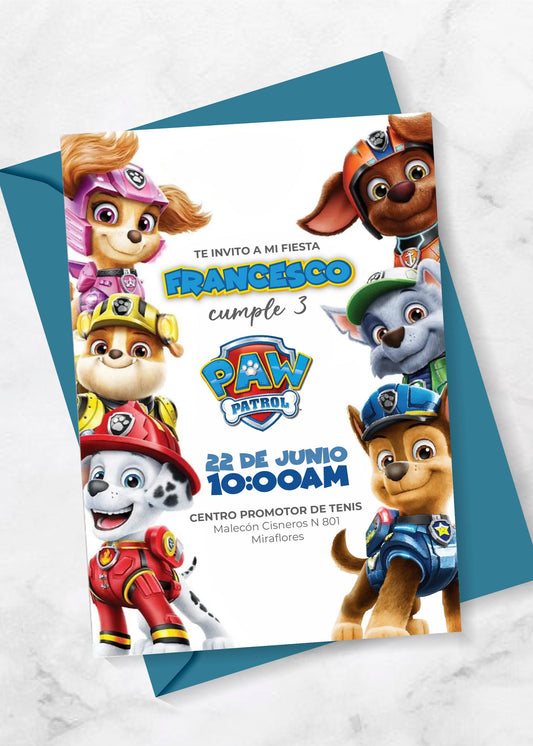 Invitación Paw Patrol